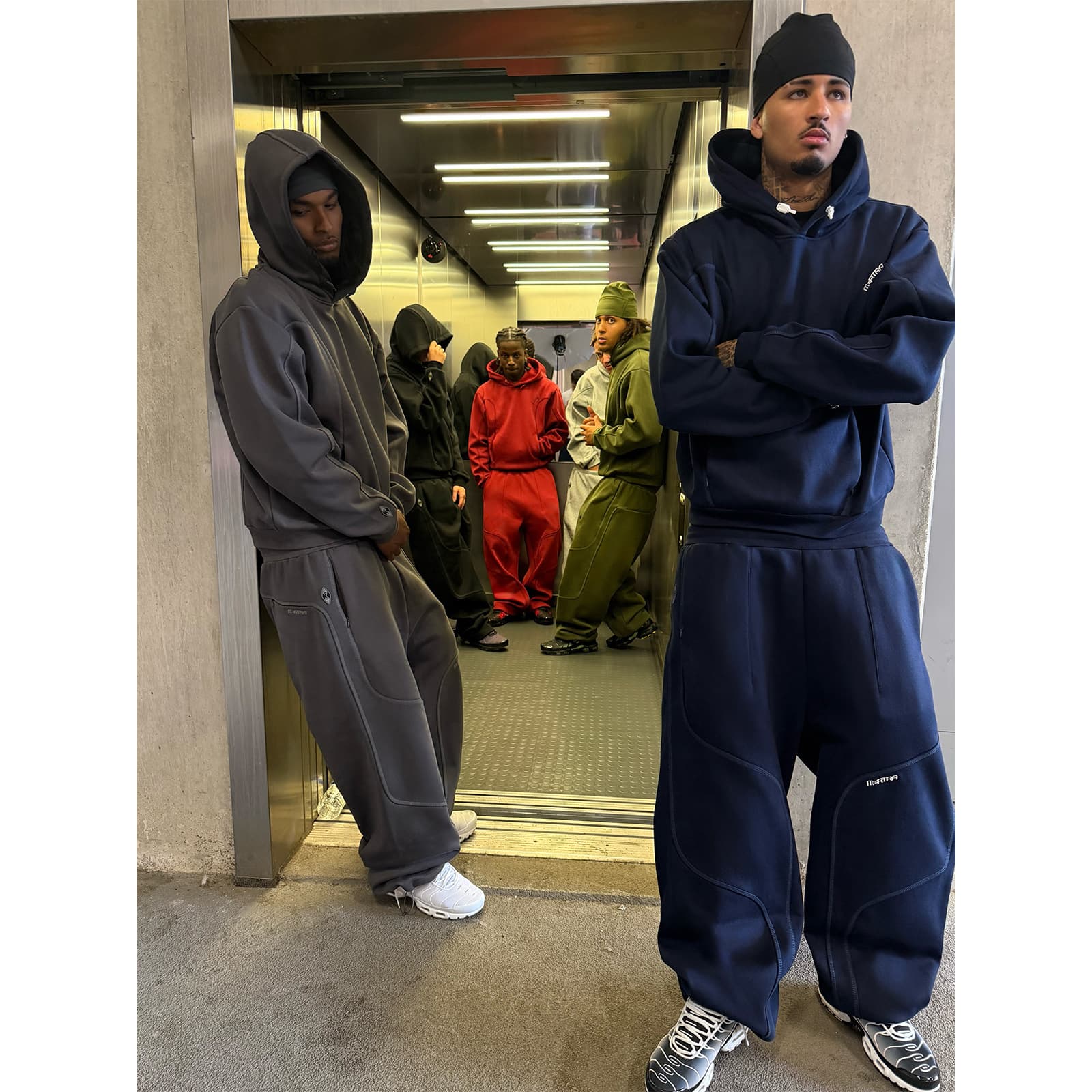 High-Quality American Streetwear Mertra Hip-Hop Embroidered Hoodie Jacket Streetwear Knit Sweatpants Tracksuit Set