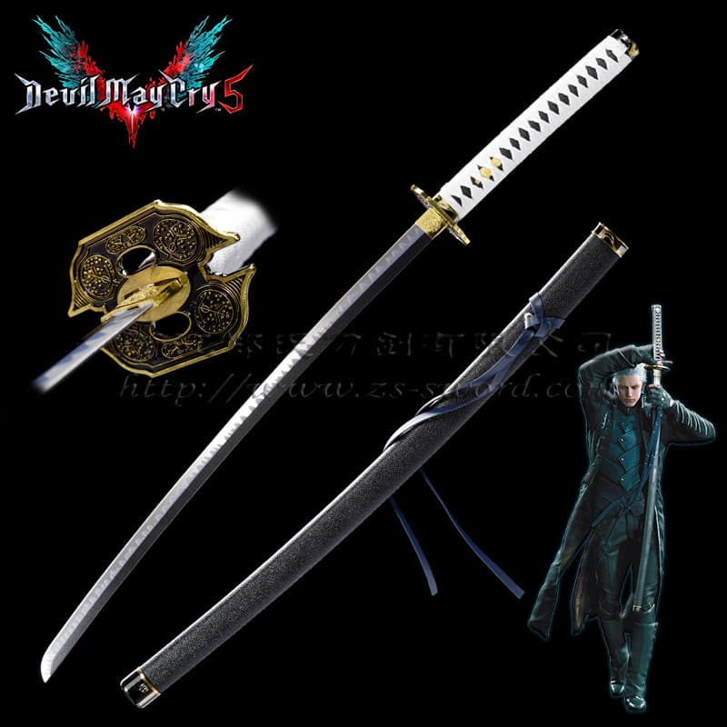 Devil May Cry 5: Yamato Blade Virgil Nero Cosplay Prop Weapon - Nero's Father's Flame Demon Sword Anime Wooden Sword (Unsharpened)