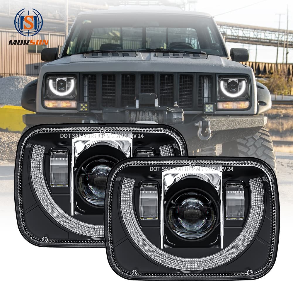 DOT Automotive LED Headlights 5x7 Square Lights Compatible with 2000 Jeep Cherokee XJ