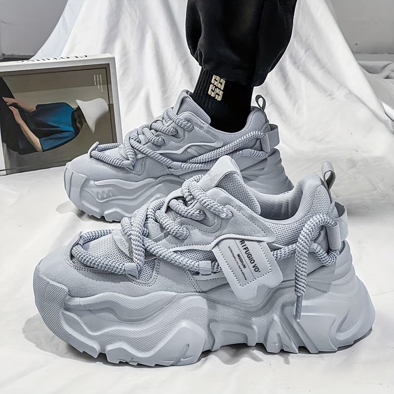 H 23367 White Thick Sole Dad Shoes