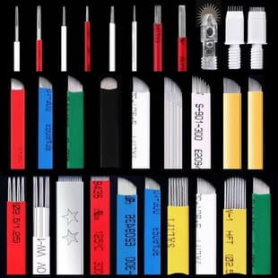 Factory permanent makeup needle blades, curved mist brow needles, round 3, round 5, single row, double row, manual shading needles, flat tip needles