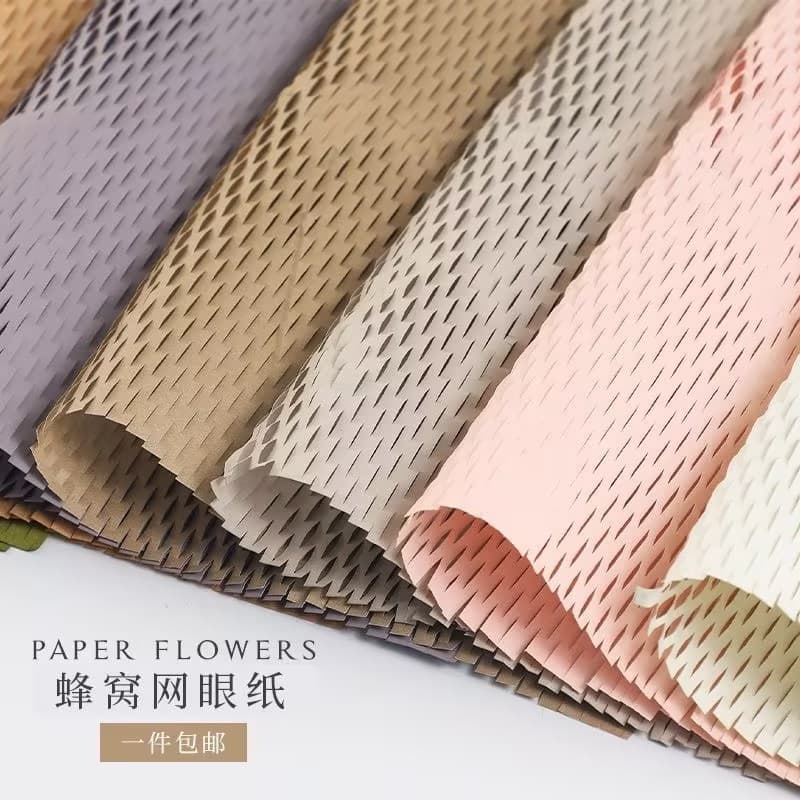 Honeycomb paper sheet, colored kraft paper, flower gift packaging, express delivery cushioning and shock absorption mesh sheet, honeycomb paper roll