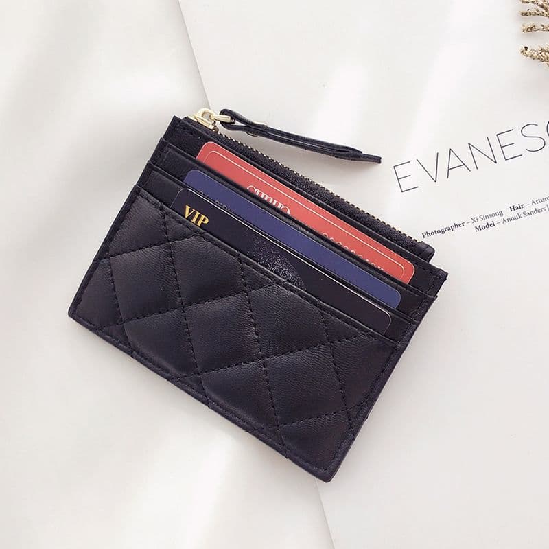Soft Lambskin Texture Short Wallet Chanel-Style Quilted 2025 New Ultra-Thin Zipper Mini Coin Purse for Women