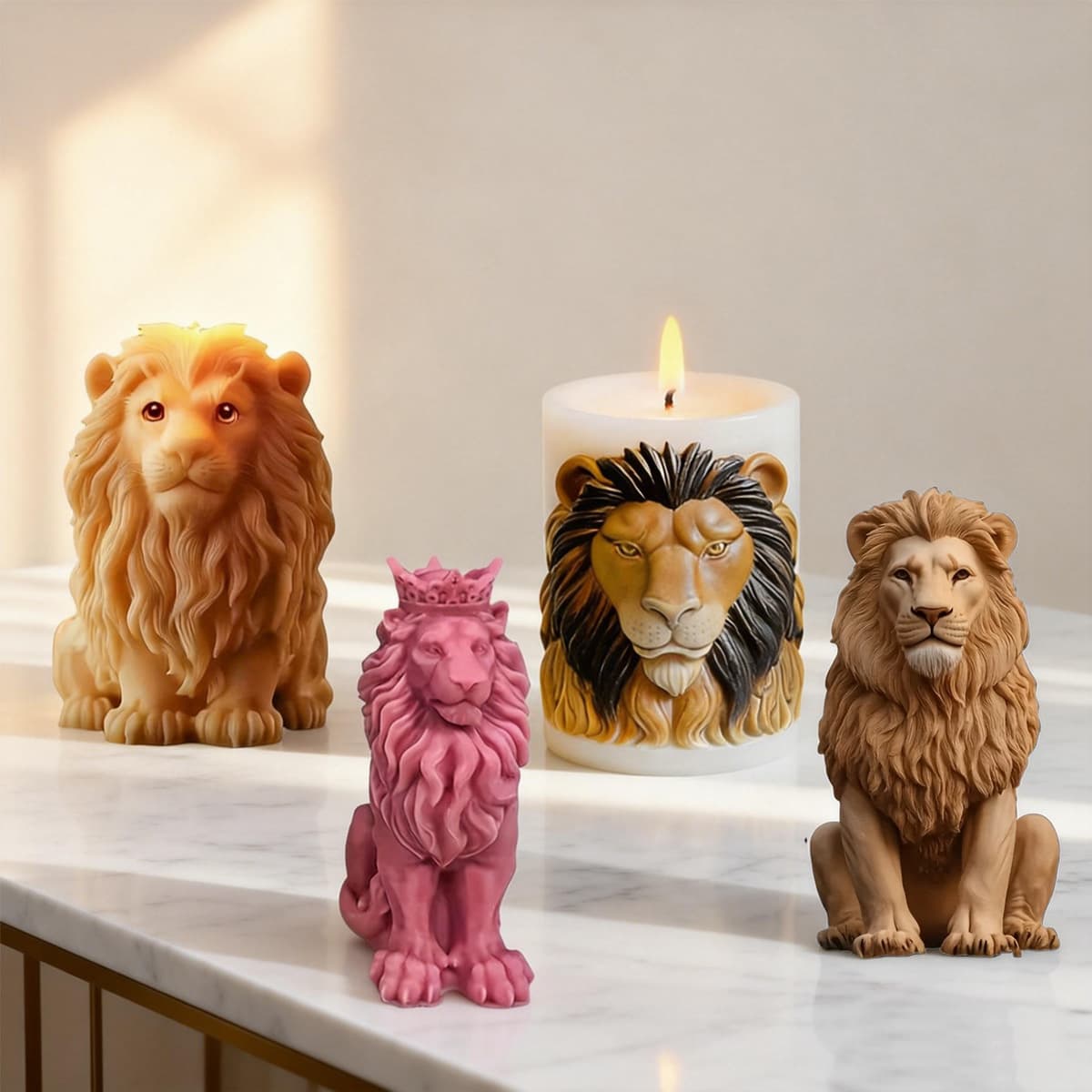 Lion scented candle mold gypsum resin crafts ornaments cake decoration baking silicone mold cross-border