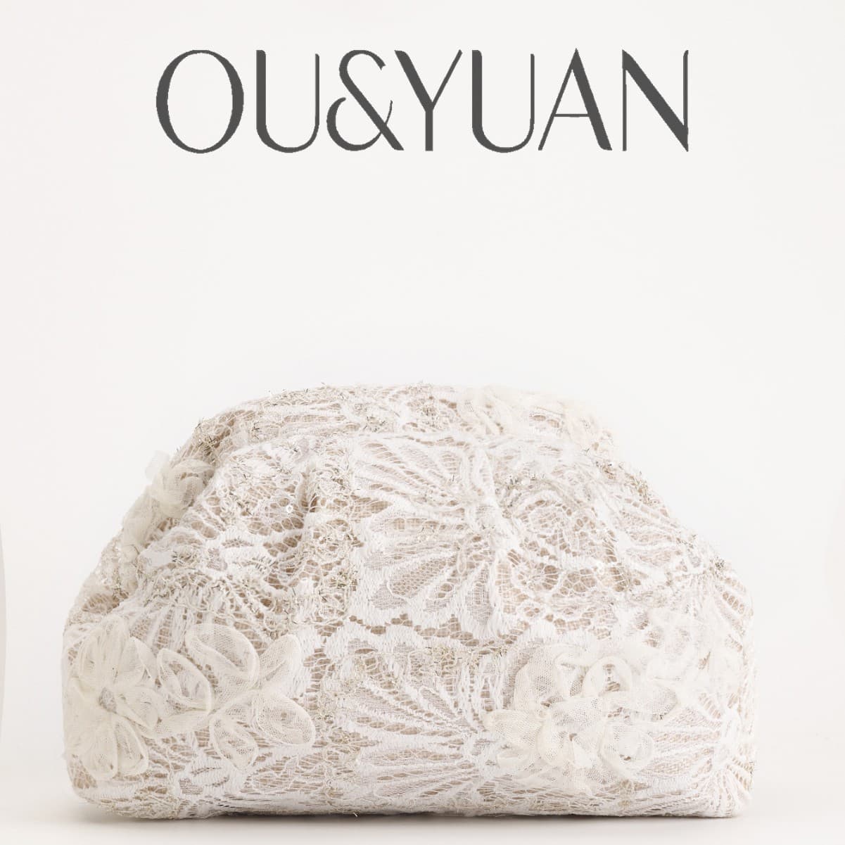 Lace Embroidered Clutch Bag for Women, High-End Evening Bag, Niche Design, Floral Hollow-Out Bridal Bag, Clip Bag for Women