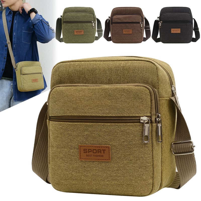 Men's canvas large-capacity shoulder bag, fashionable Korean style men's crossbody bag, business crossbody packaging, money list backpack