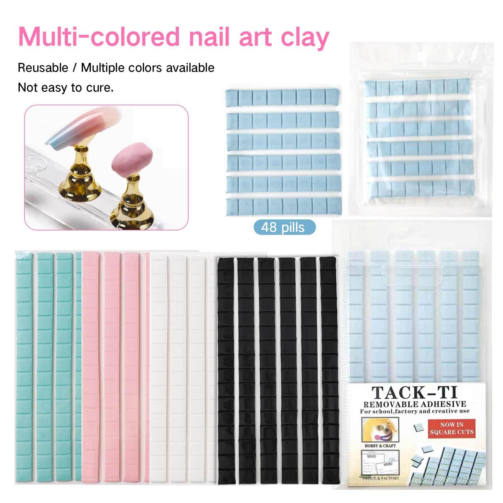 96-piece Pack Practice Nail Art Tools Clay Nail Patches Seamless Rubber Clay Universal Adhesive Fixed