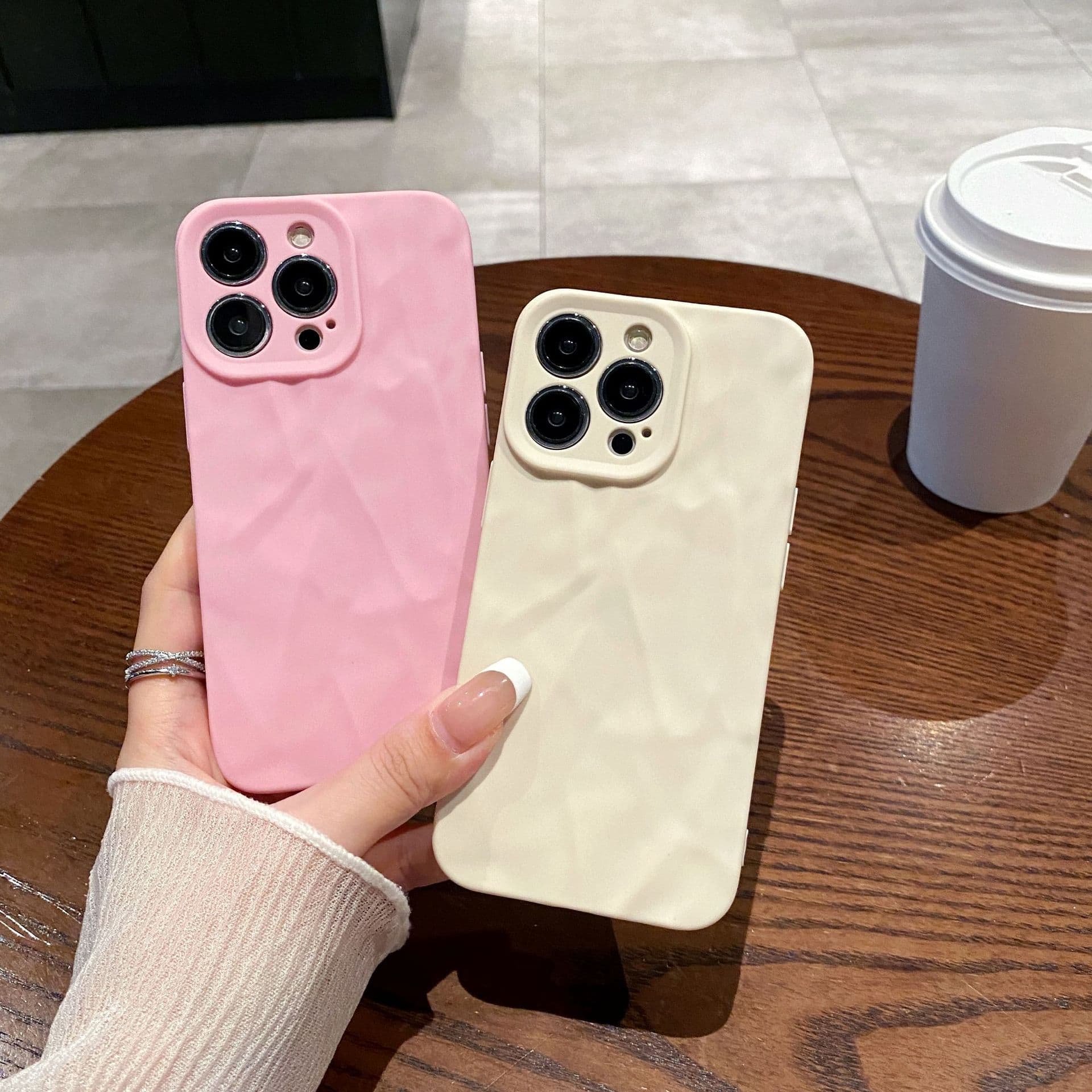 Frosted Wrinkled Full Coverage Phone Case for iPhone 16 PRO, Apple 11/XR Drop-Resistant Minimalist Soft Protective Cover 14