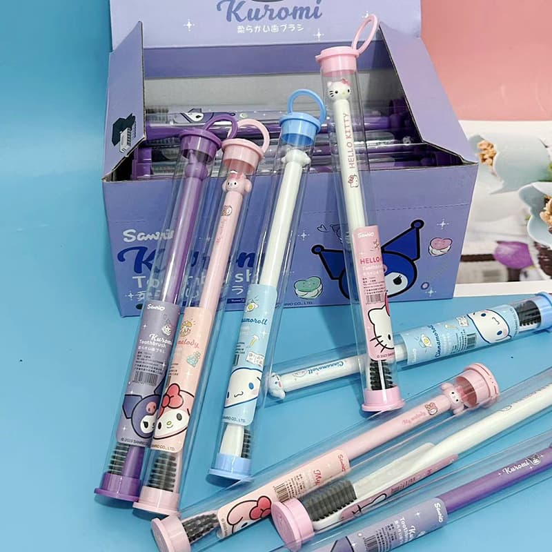 Sanrio Kt Cat and Cinnamoroll Soft-Bristle Toothbrush for Home Use, Suitable for Adults and Students, Cartoon Toothbrush for Cleaning Teeth, Soft-Bristle Toothbrush