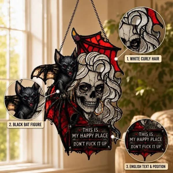 Cross-border Gothic Skull & Bat Hanging Art Acrylic Sun Catcher
