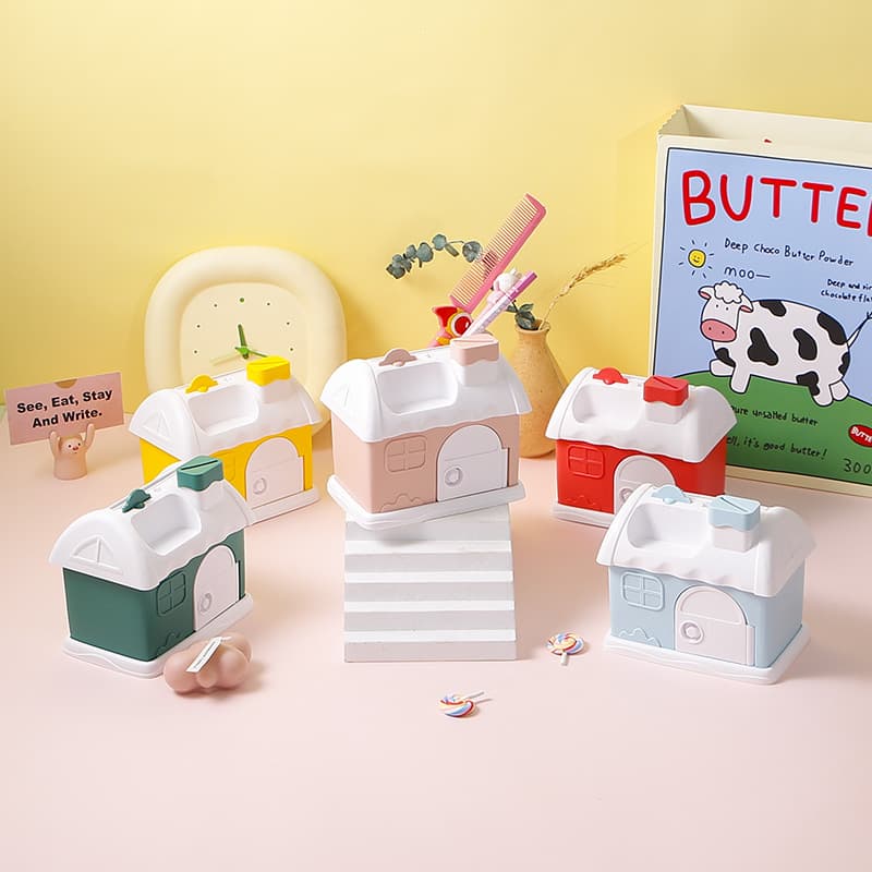 2023 Longda LD5501 Small House Pen Holder Piggy Bank Children's Creative Deposit and Withdraw Money Box