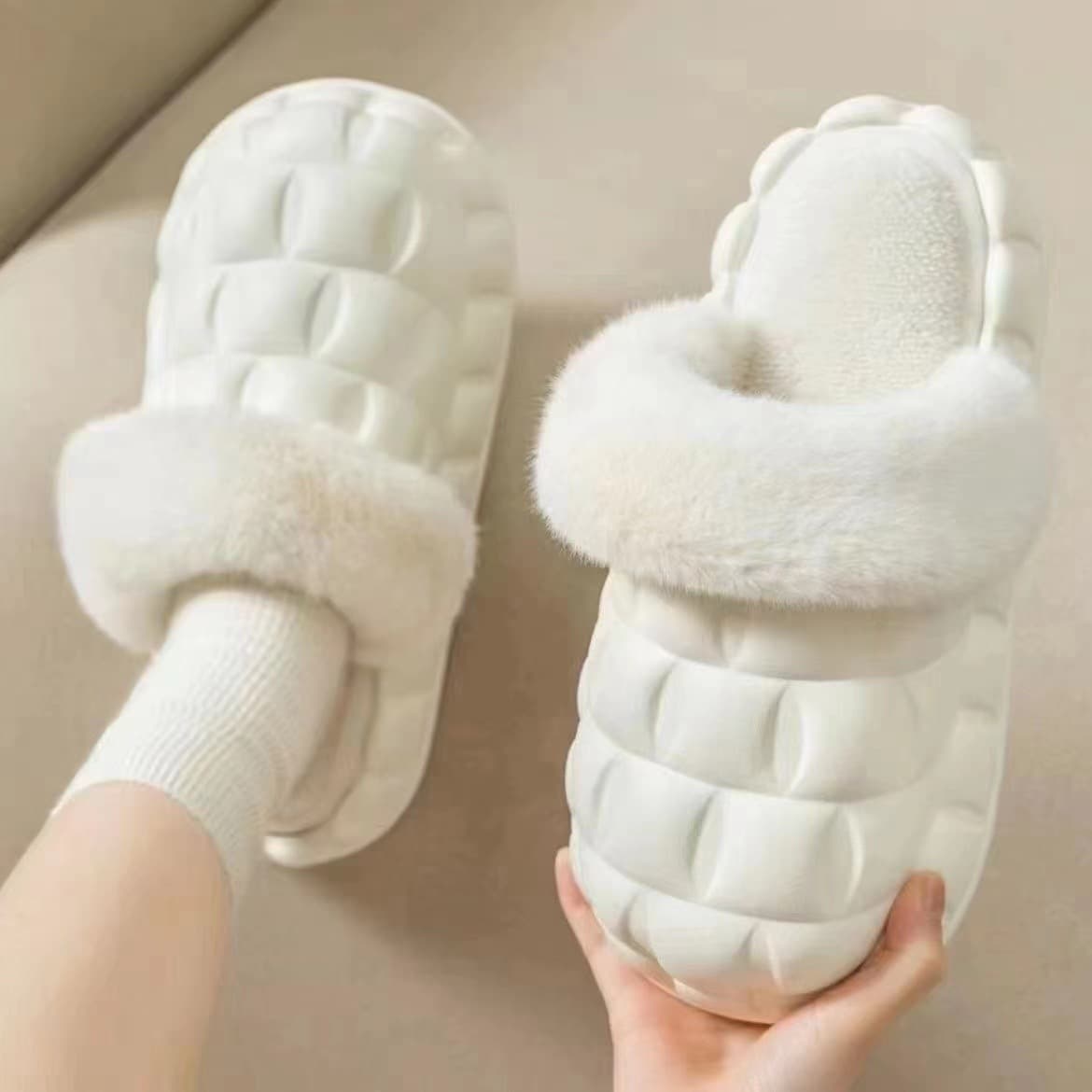 Winter cotton slippers insole liner winter warm thickened plush with heel and full-cover cotton cover insole for women