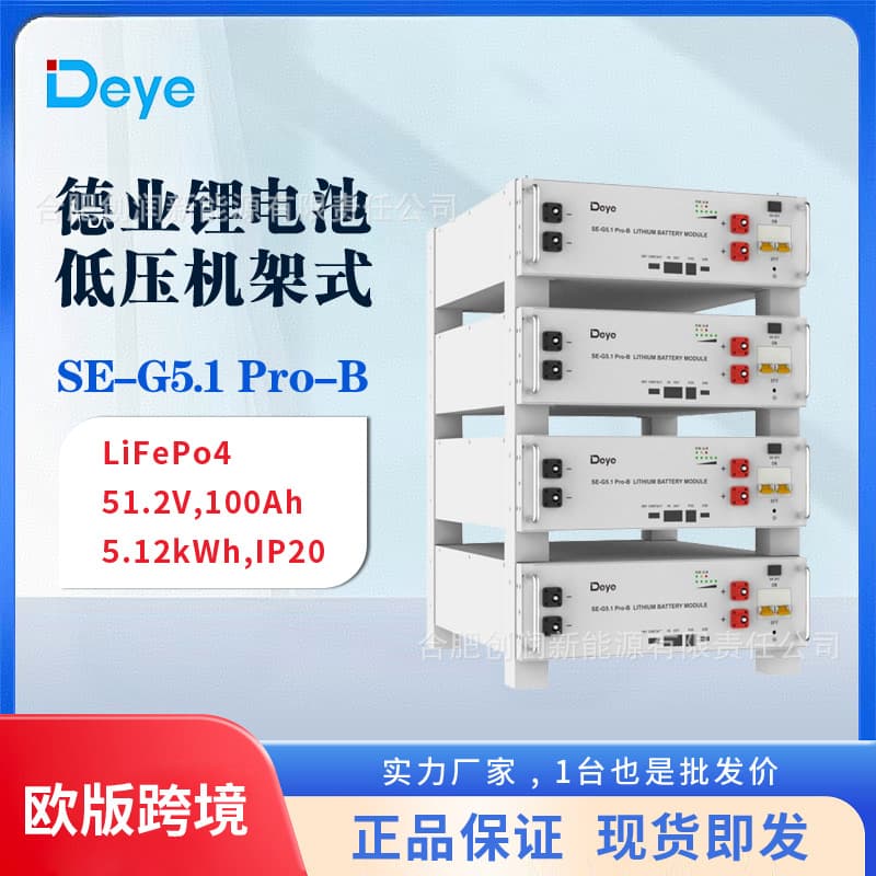 Deye Rack-Mounted Low-Voltage Lithium Battery EU Version 51.2V 100Ah 5kWh SE-G5.1 Pro-B