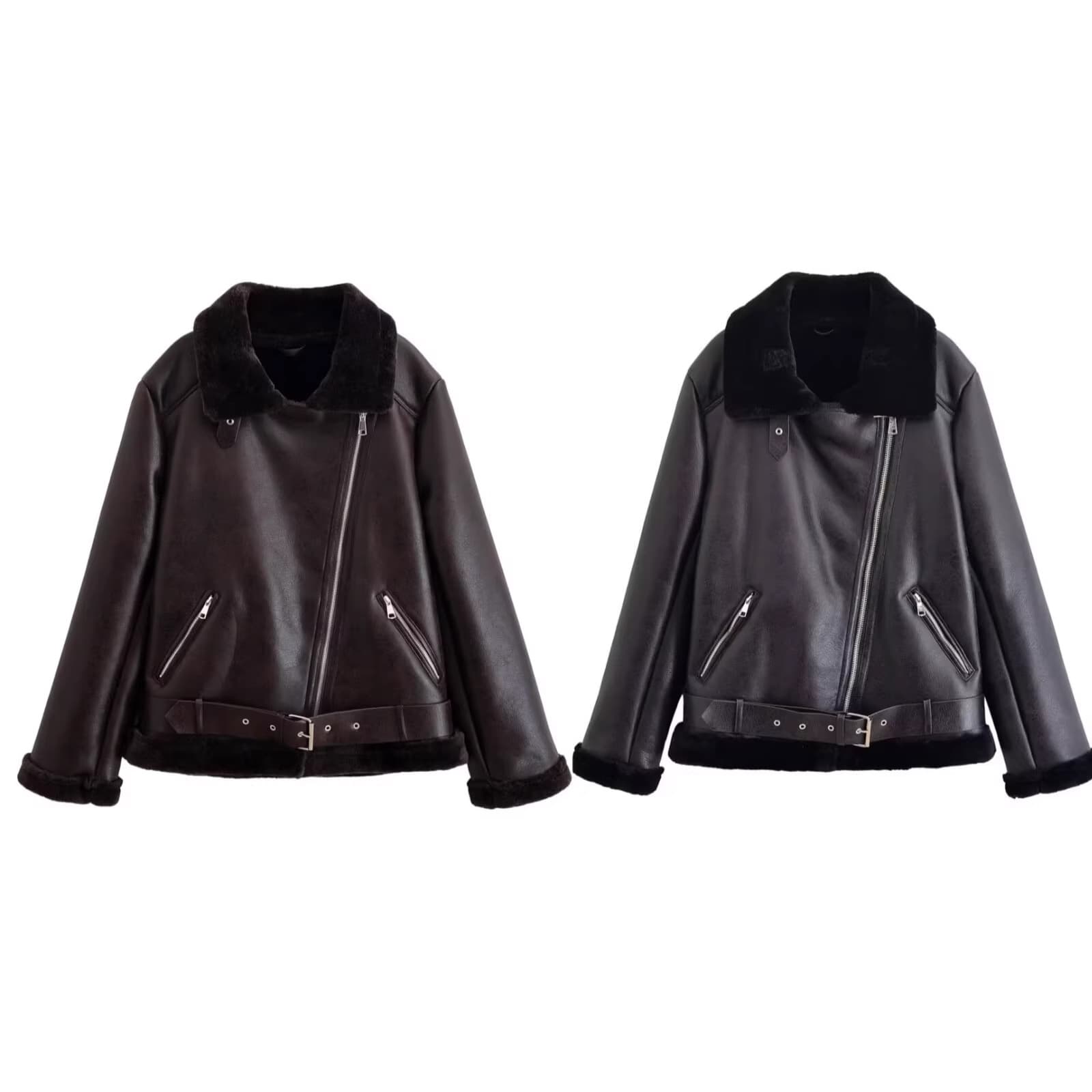 Foreign trade 2025 new winter women's clothing, fashionable and versatile fur integrated lapel thickened warm jacket