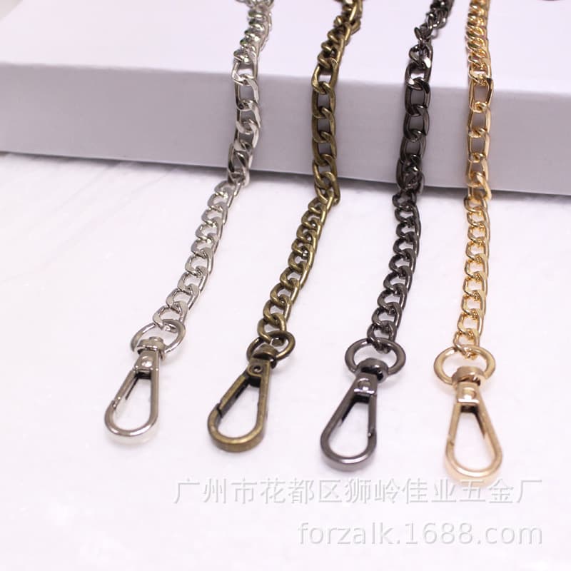 8mm wide bag strap, crossbody bag, replacement shoulder bag strap, bag chain accessories, 2.0nk flat iron chain with plate buckle.