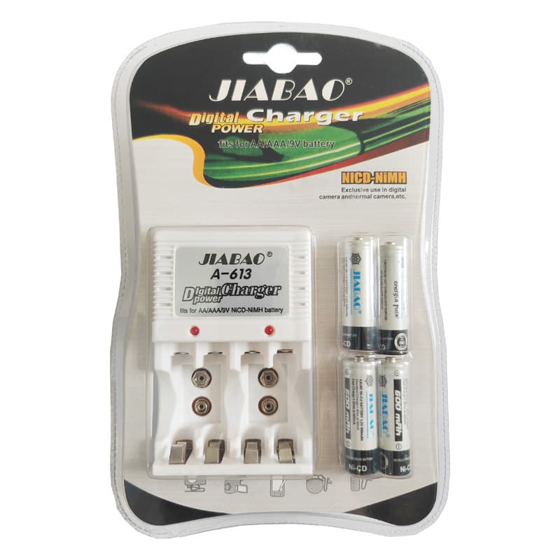 AA AAA NiCd Rechargeable Battery Charger Set 1.2V Jiabao 613 AA AAA NiCd Rechargeable Battery