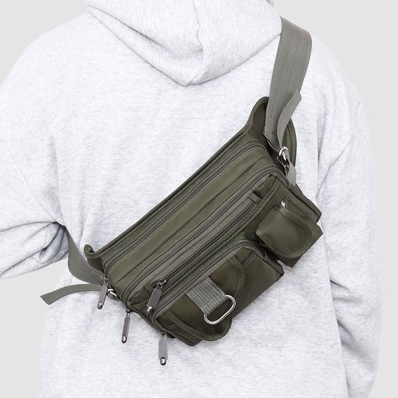 Oxford Cloth Water-Repellent Waist Bag Men's Outdoor Sports Large Capacity Multifunctional Single Shoulder Crossbody Bag Versatile Chest Bag
