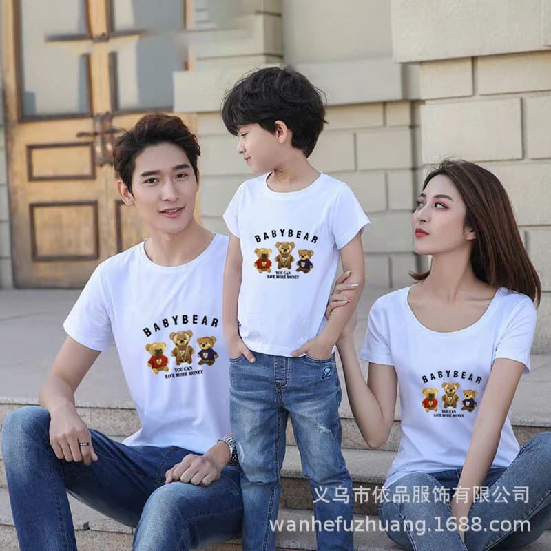 Summer Cotton Short Sleeve T-Shirt for Family Matching, Wholesale C-Grade Round Neck Custom Logo T-Shirt for Men