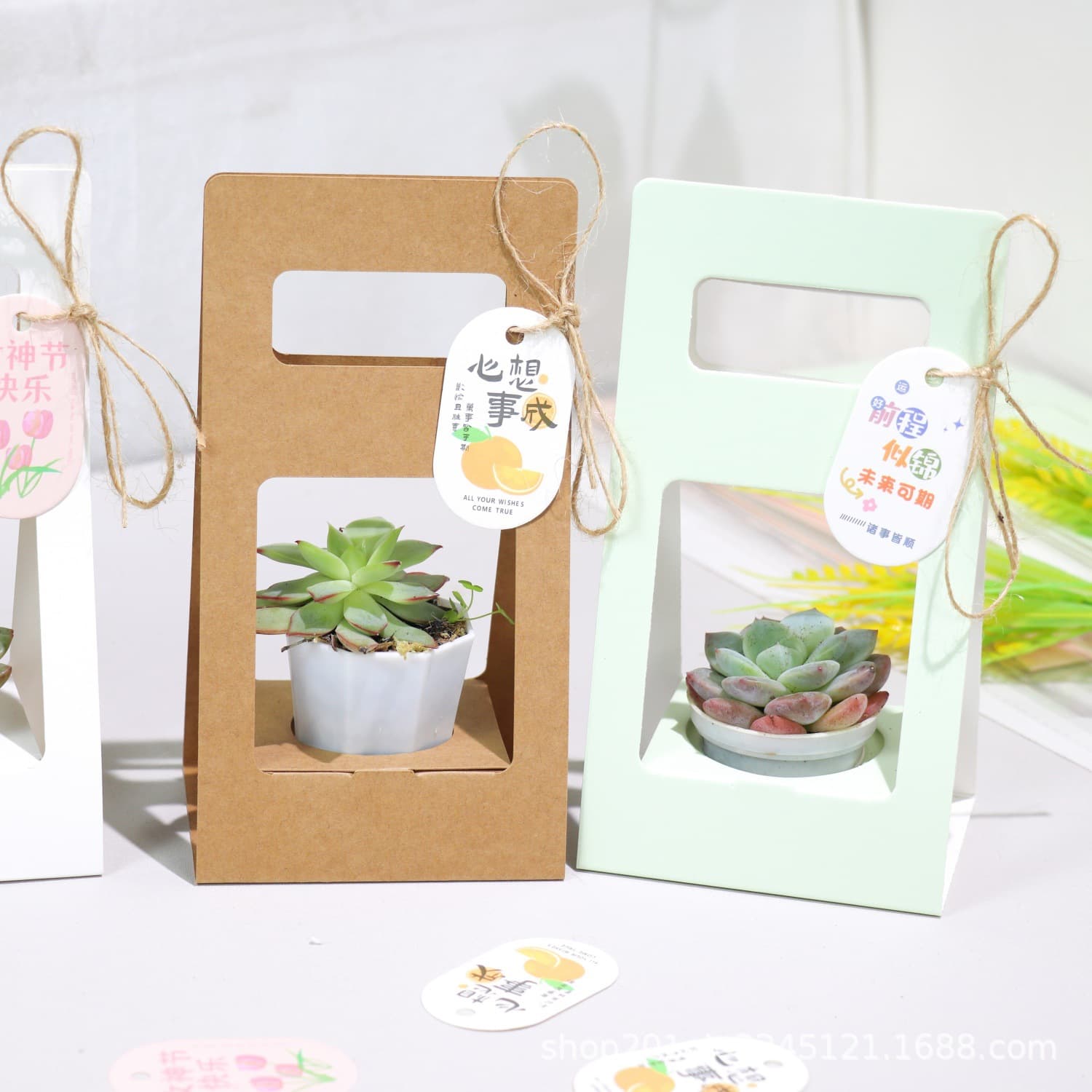 Mother's Day gift box, hand-held flower box, potted plant box, flower packaging box, green plant box, folding flower box, spot wholesale