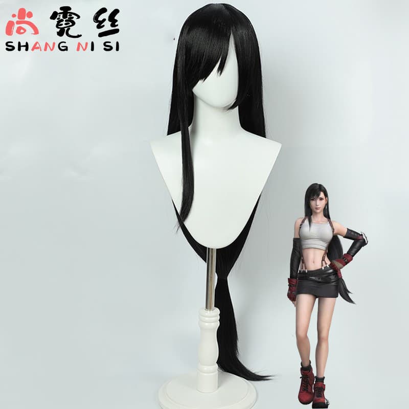 [Shang Nisi] Final Fantasy 7 Rebirth Tifa cos wig, the most Lockhart black simulated scalp, in stock