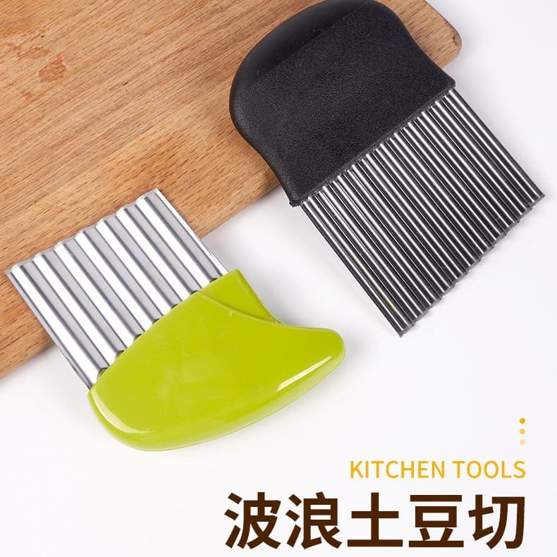 Stainless Steel Potato Cutter Factory Cross-Border Supply Kitchen Tool Potato Wavy Slicer French Fry Crinkle Cutter