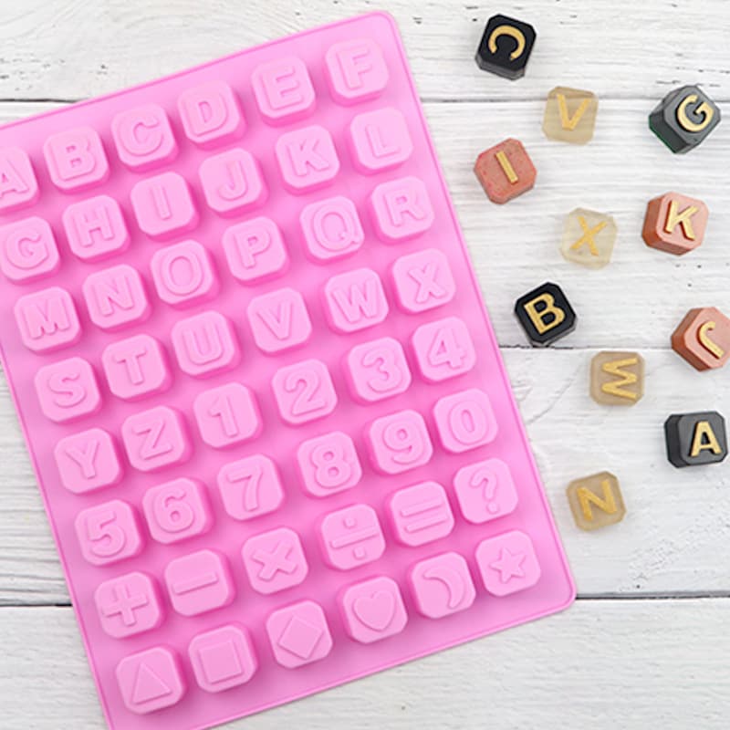 Dobi 48-Letter Silicone Chocolate Mold, Handmade DIY Ice Cube Tray, Plaster Mold, Wax Seal Bead Mold