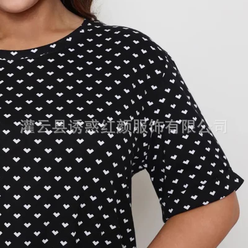 European and American fashion polka dot ruffled dress, elegant black polka dot loose casual dress