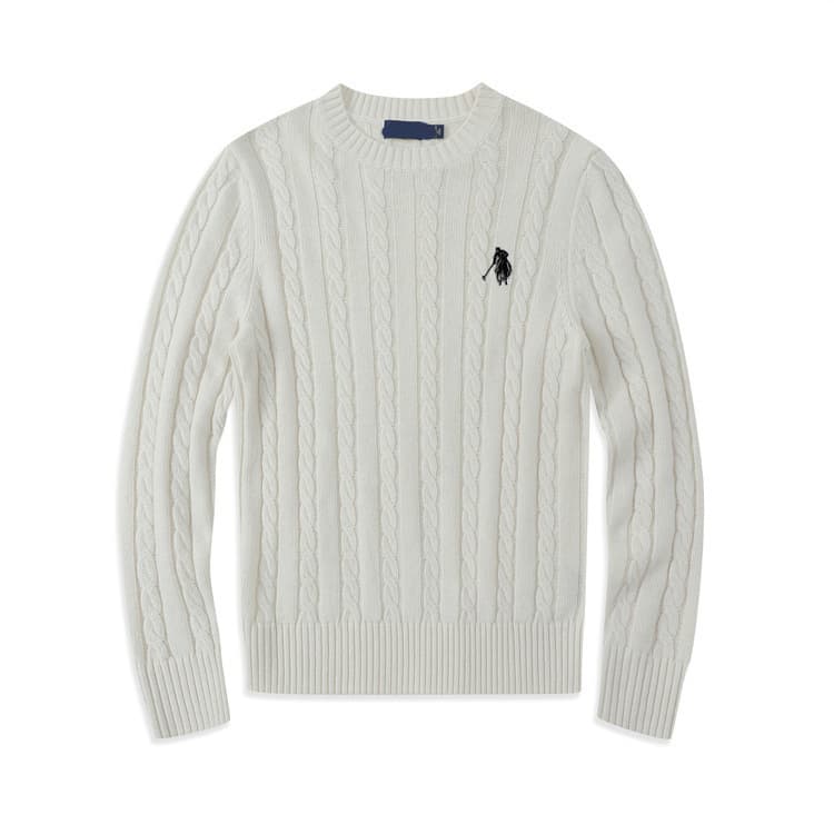 Autumn/Winter Polo Same Style Couples Cross-Border Long Sleeve Round Neck Paul Wool Twist Knit Sweater Warmth Thickened Wool Sweater