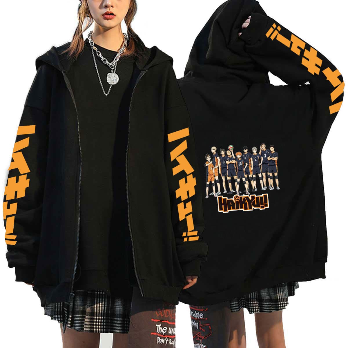 Cross-border E-commerce Anime Haikyuu Haikyu!! Boys Loose Zipper Hoodie Youth Cardigan