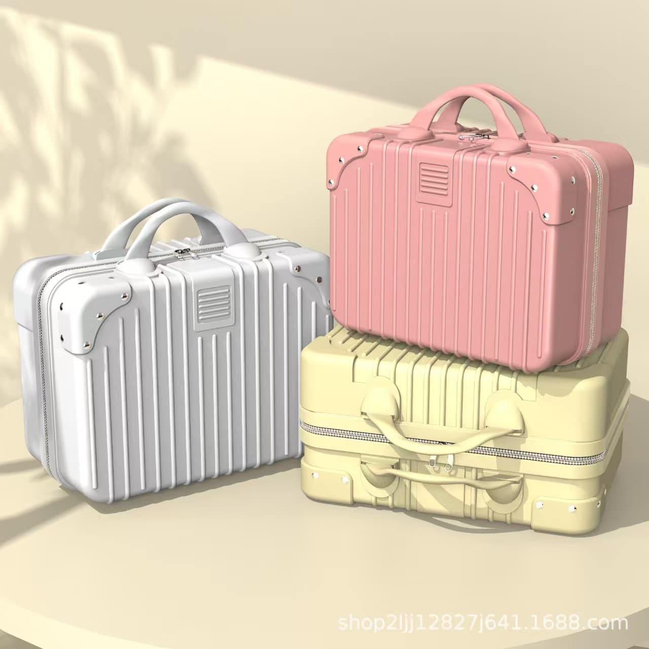 Retro Hand Case Small Luggage Cosmetic Bag Storage Accompanying Gift Packing Box Travel Sleeve Pull Rod 14 inches