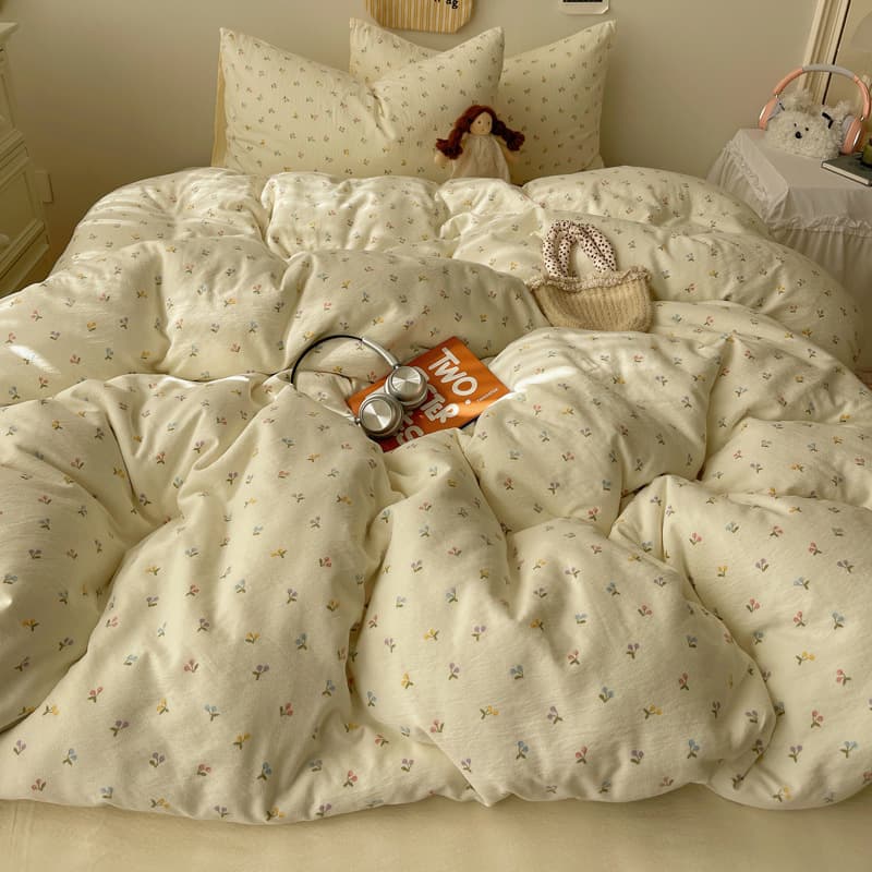 Category a maternal and infant grade washed cotton four-piece set double-layer gauze quilt cover single piece 1 meter 5 quilt cover ins dormitory three-piece bed sheet set
