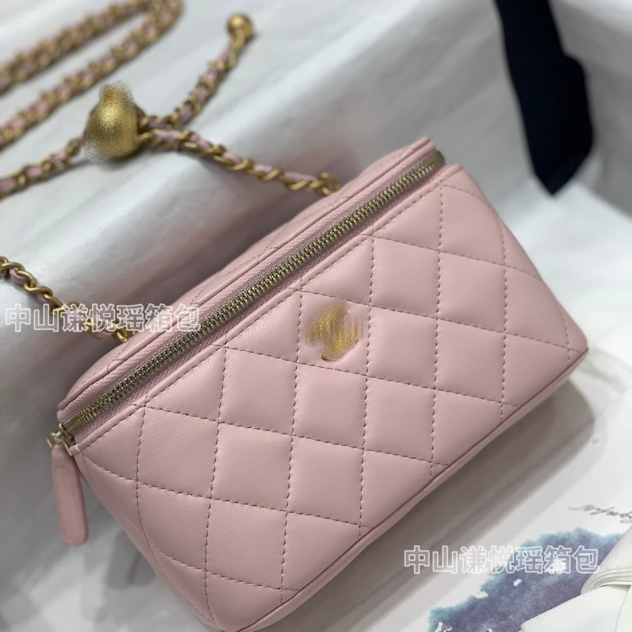 Original Leather New Style Mini Chanel Gold Ball Box Bag, Chanel-Inspired Cosmetic Bag, Shoulder Lambskin Diamond Quilted Chain Women's Bag