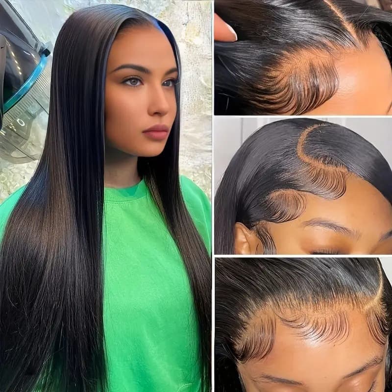 Women's Black Long Straight Wig European and American Foreign Trade Cross-Border Amazon African Girls Straight Hair Full Head Wig Set Wholesale