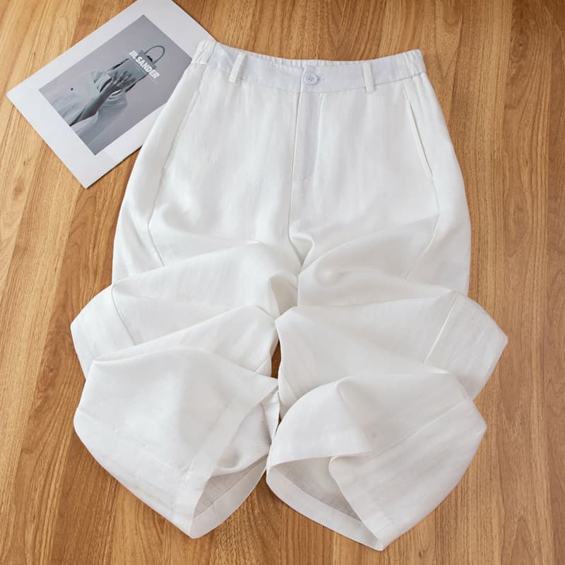 Hemp Natural Linen Wide Leg Pants Women's 2026 New Summer Tencel Cotton Linen Light Thin Small Casual Straight Pants