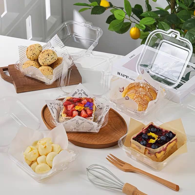 Tiramisu Box Disposable Transparent Sandwich Dessert Bento Box Takeout Burger Cake Packaging Blister Box