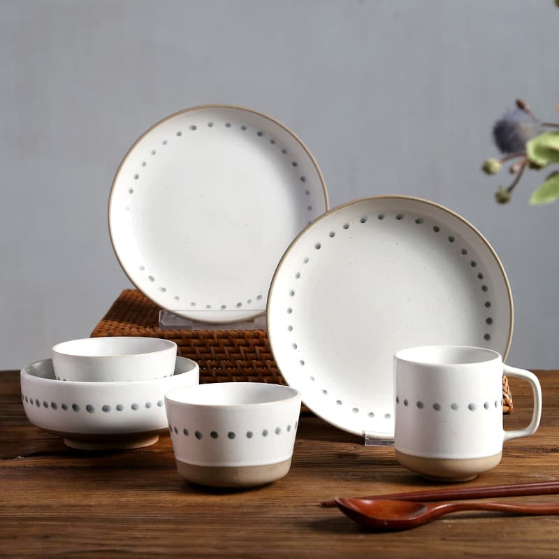 Creative Underglaze Color Wabi-Sabi Style Tableware Simple Home Bowl Plate Set Mug Japanese Bowl Dish Hand-Painted Plate