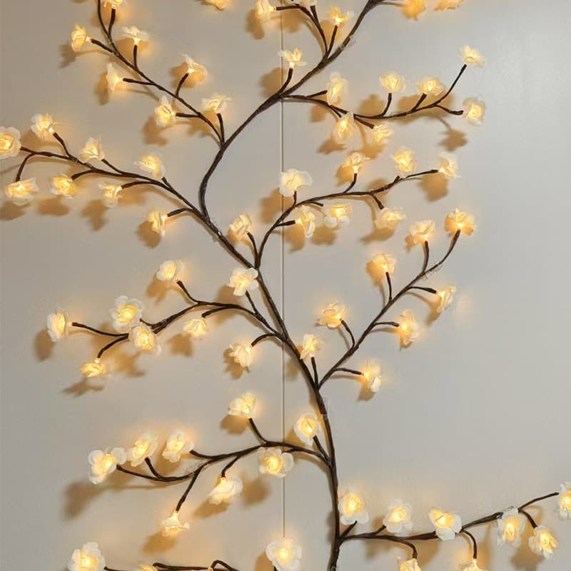 LED Branch Flower Light Bendable Vine Flower Light Pink Vine Light Wall Decorative Atmosphere Light USB String Light
