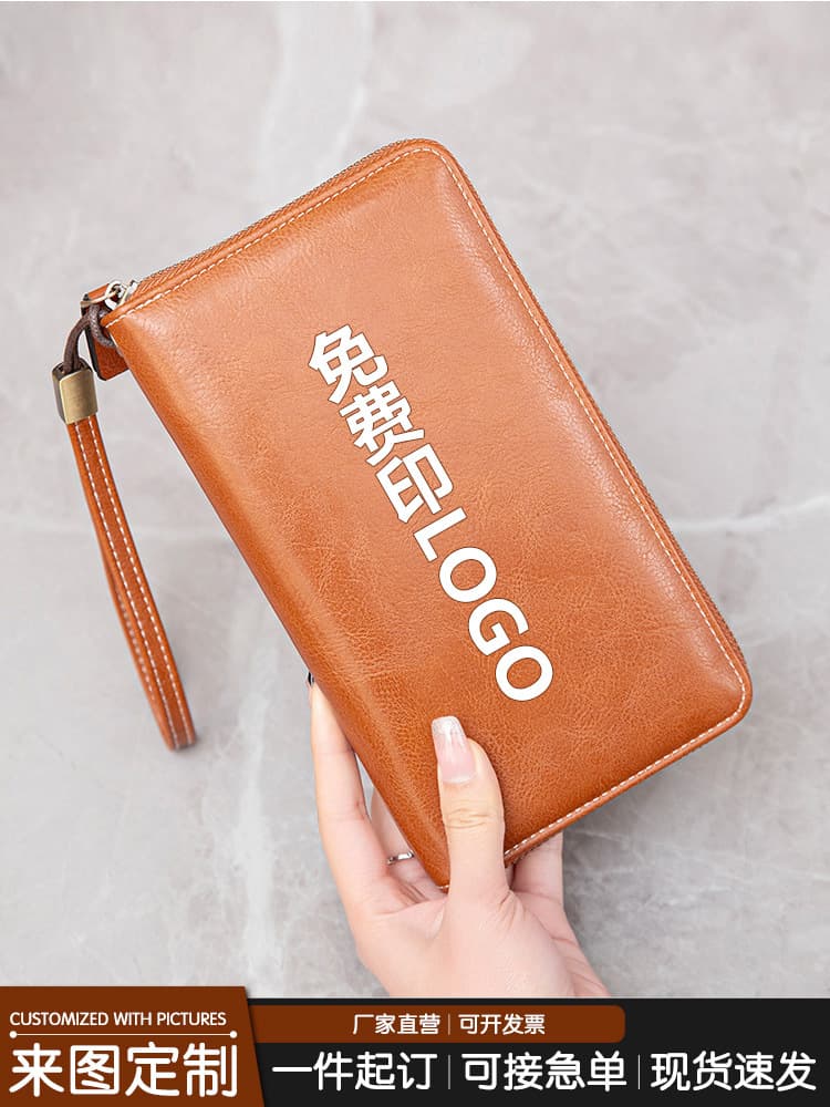 Anti-Skimming Women's Wallet Large Capacity Clutch European and American Retro Style Multi-Card Slot Long Wallet Free Logo Printing