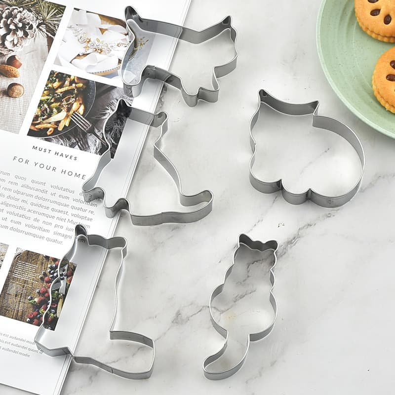 Stainless steel cute animal cat cookie mold, cookie mousse ring, cartoon creative children's baking fruit cutter