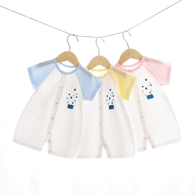 Newborn Baby Cotton Bodysuit Thin Summer Style Short Sleeve Cotton Romper for Boys and Girls