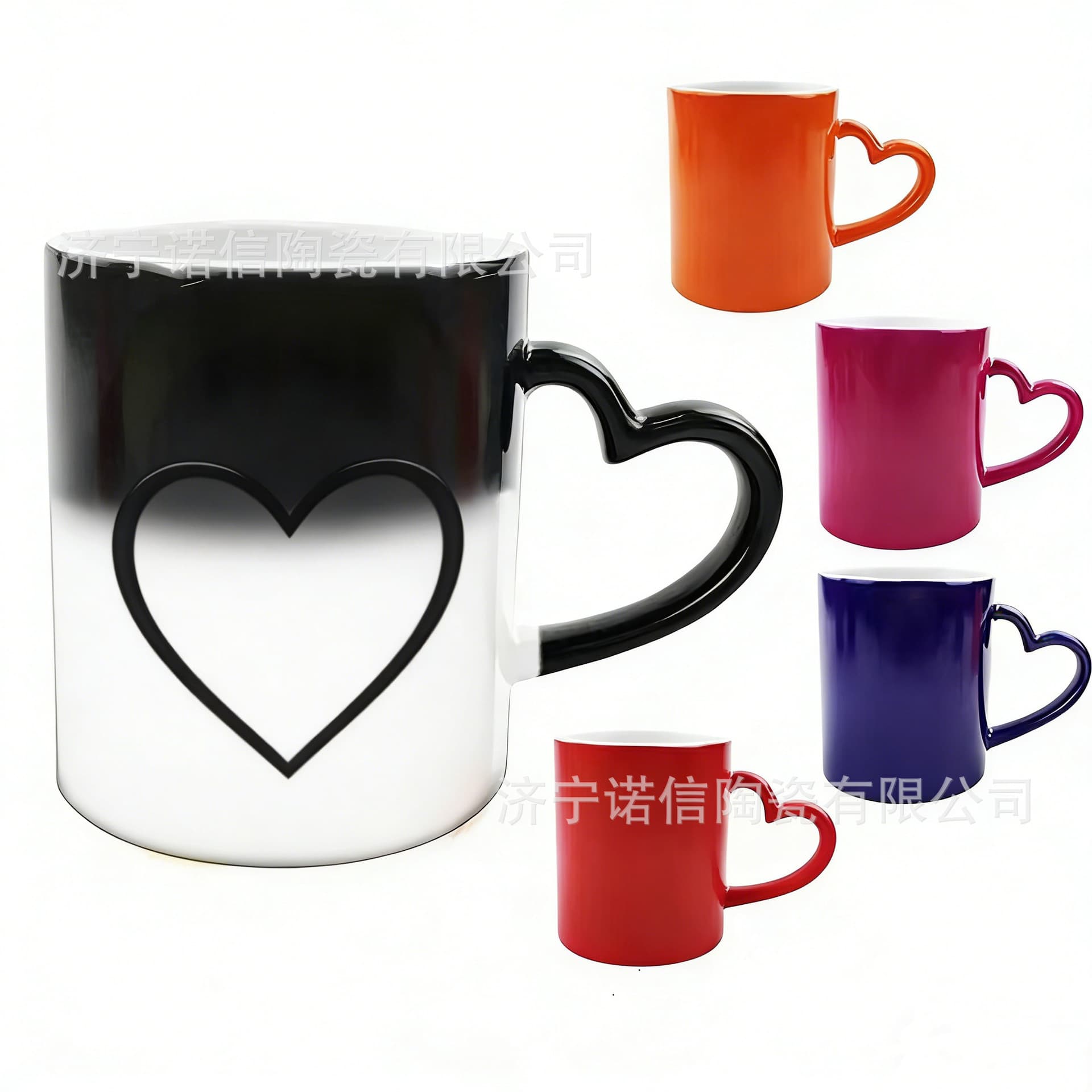 Love in a Cup Ceramic Mug Heat Transfer Mug Creative Heart Handle Cup Couple Heart Mug Color Changing Mug