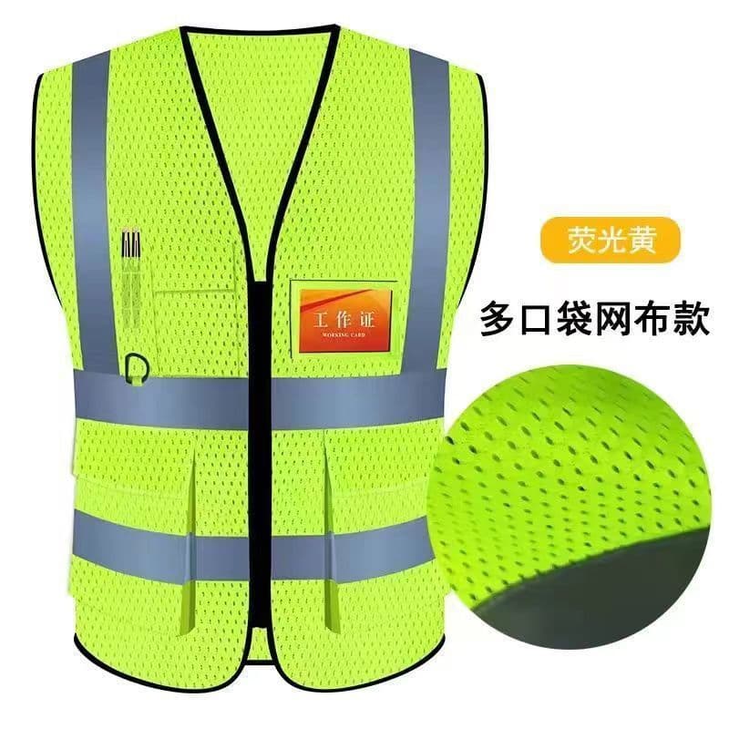 Reflective Vest Construction Vest Mesh Worker Fluorescent Yellow Night Traffic Cycling Safety Clothing Construction Site Reflective Clothing