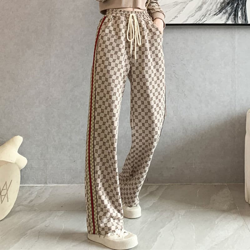 Fleece-Lined Thick Wide-Leg Pants Women's Spring/Autumn 2022 New Korean Style Student Loose Slimming Casual Straight-Leg Floor-Length Trousers