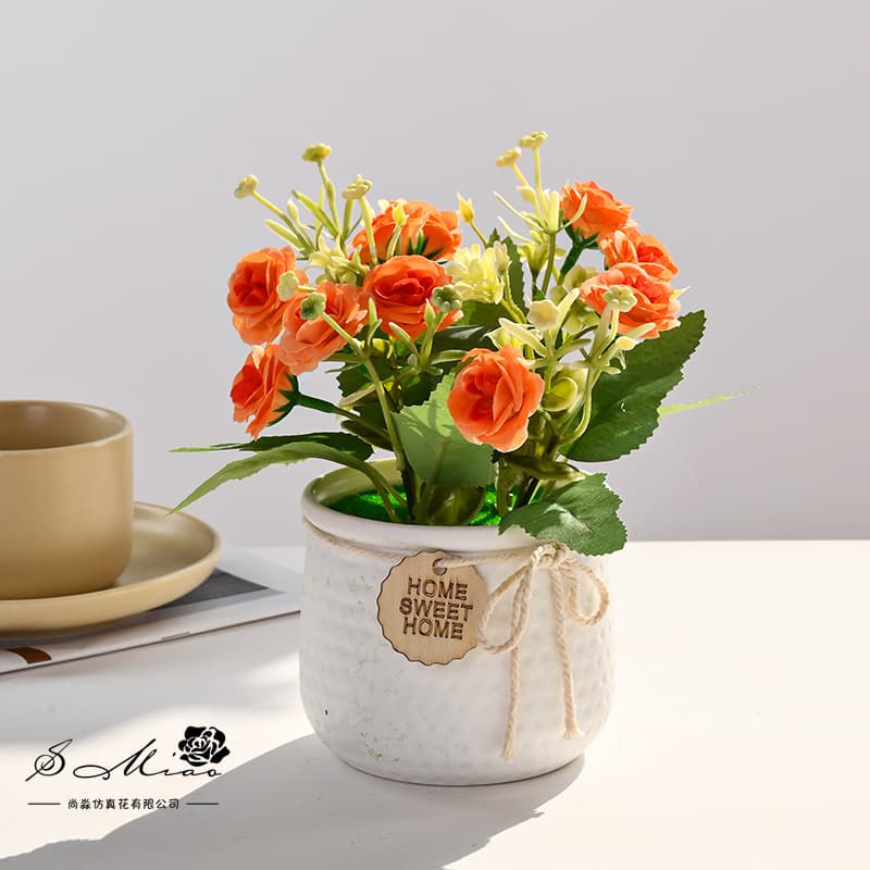 Cross-border Chamomile Pastoral Mini Bonsai Creative Artificial Flower Home Studio Decorative Ornament Fake Green Plant Potted Plant