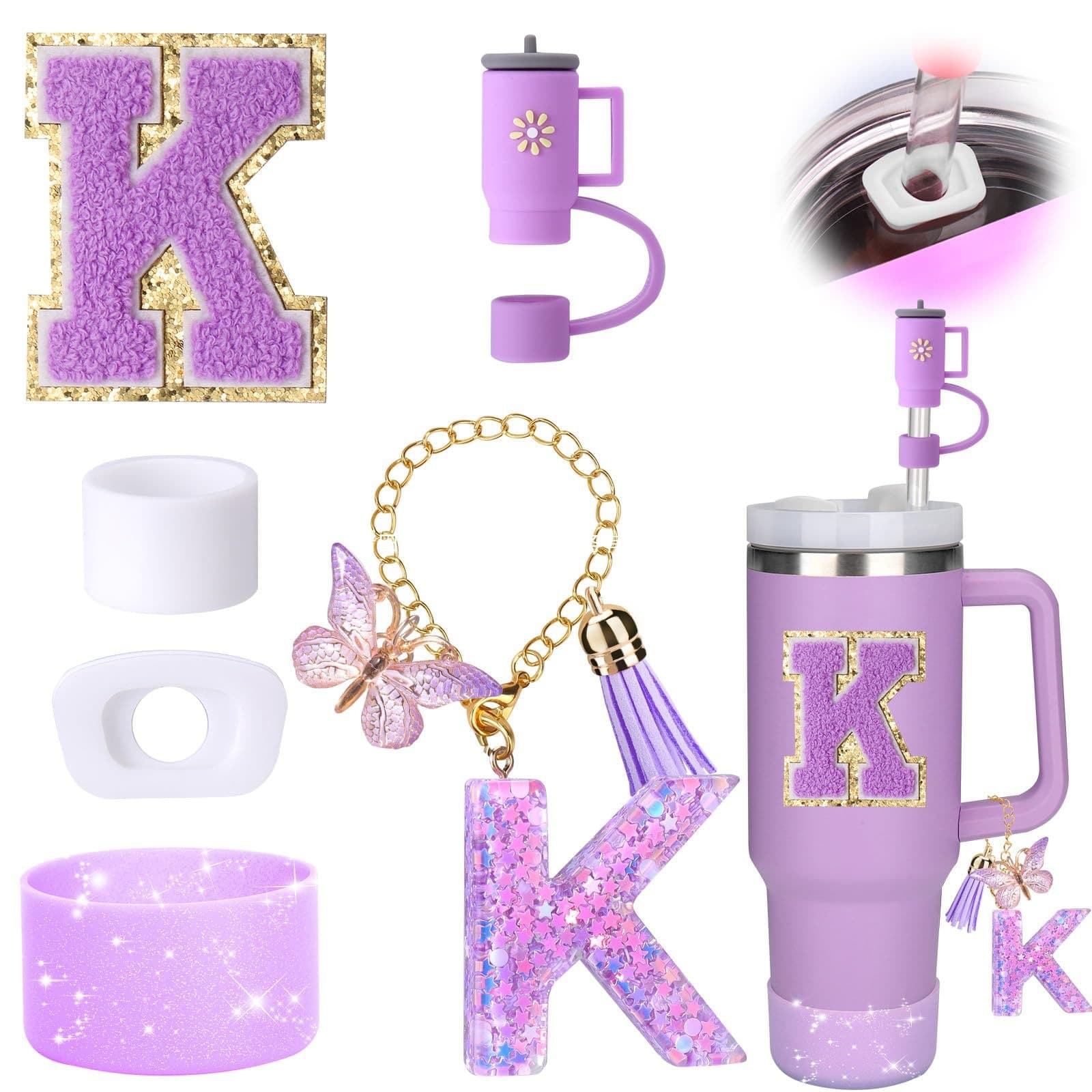 Stanley Cup Chain Cup Sleeve English Letter Resin Sequin Pendant Towel Embroidery Gold Border Letter Patch In Stock Wholesale