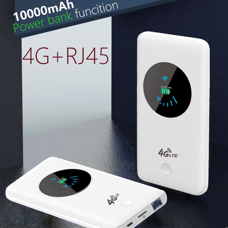4G Portable WiFi Router with LAN Port, 10000mAh Power Bank, Wireless Mobile MiFi Router