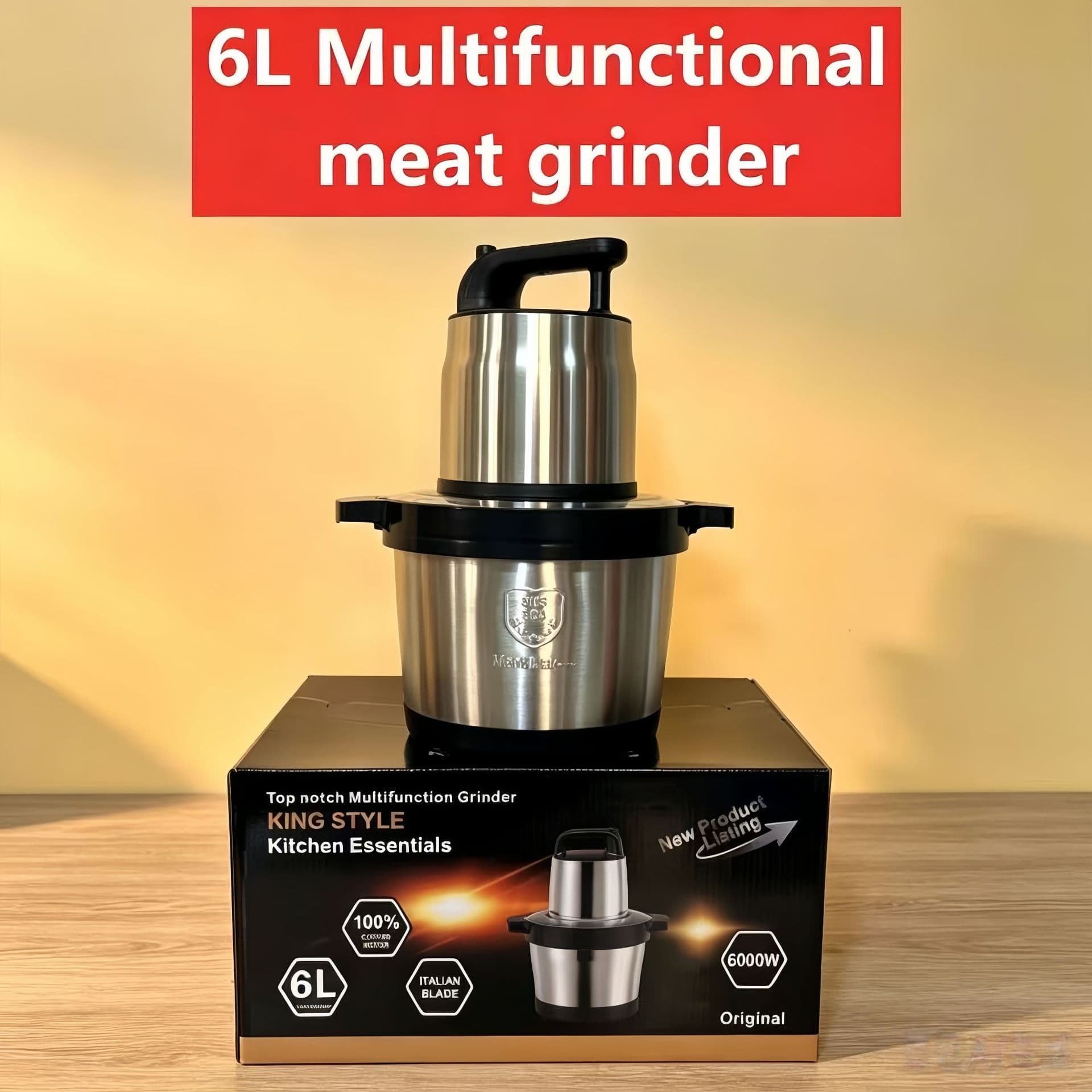 Export Fufumachine 6L Meat Grinder Electric Stainless Steel Multi-function Meat Processing Food Processor Baby Food Maker Blender