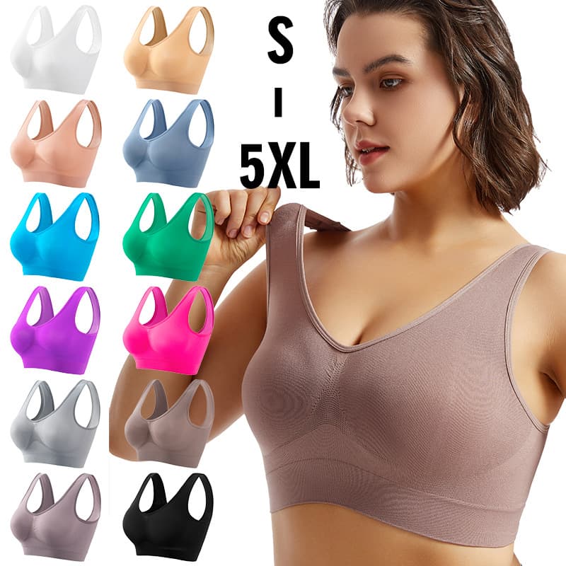 Plus Size Sports Bra Yoga Thin Pad Sexy Backless Women's Underwear No Steel Ring Comfortable Breathable Seamless Wireless Bra