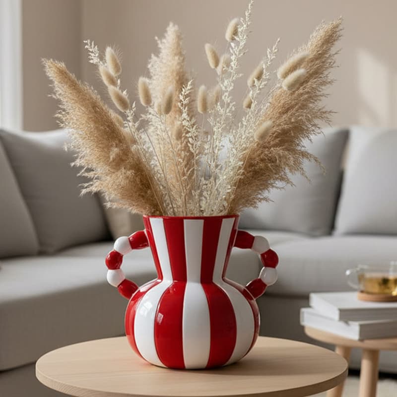 American Retro Ceramic Vase Premium Living Room Flower Vase Entryway Homestay Vintage Style Decoration Double-Handled Vase