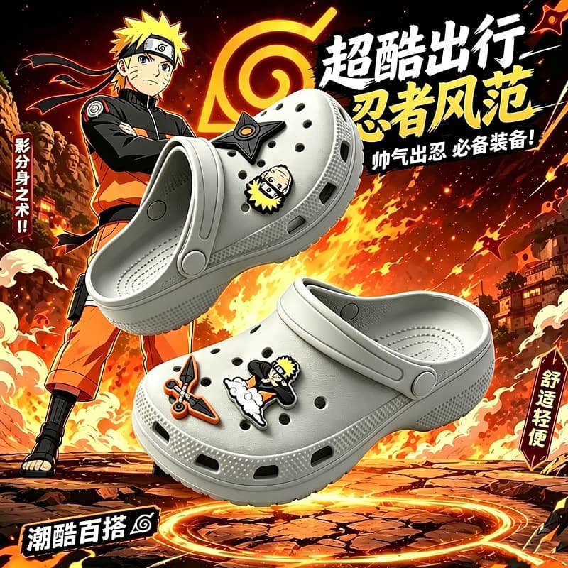 Naruto Naruto children's hole shoes boys' slippers summer new non-slip boys' sandals soft bottom beach slippers